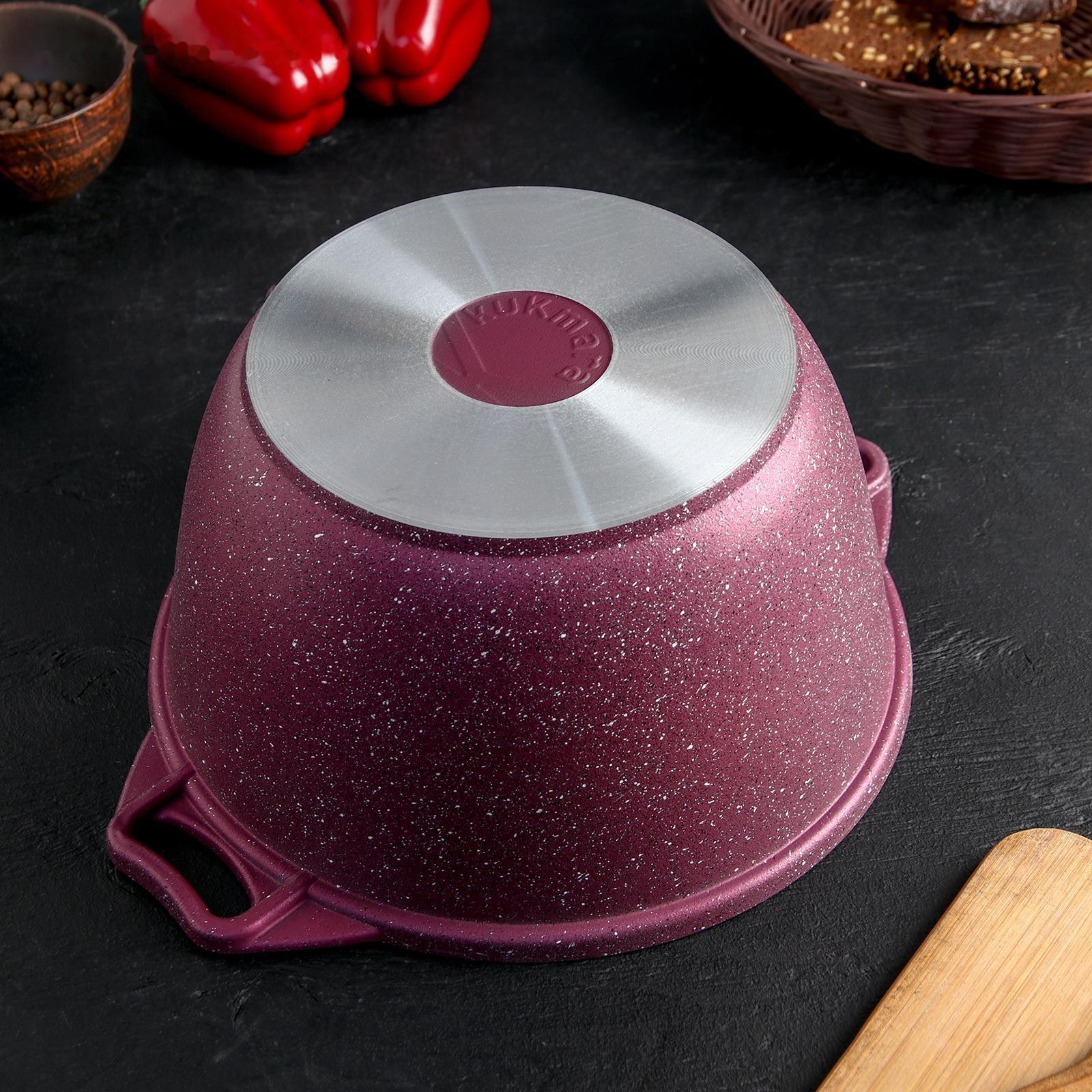 Кастрюля Trendy style, 4 л, стеклянная крышка, антипригарное покрытие, цвет бордовый