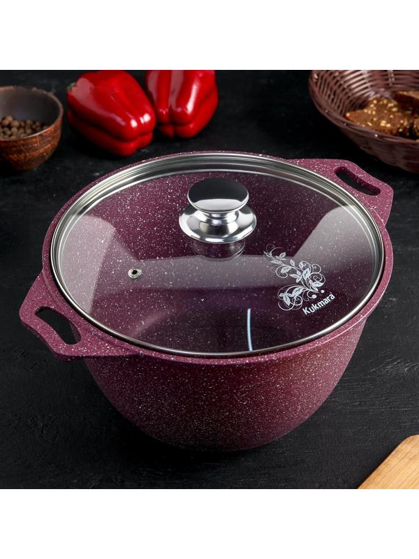 Кастрюля Trendy style, 4 л, стеклянная крышка, антипригарное покрытие, цвет бордовый