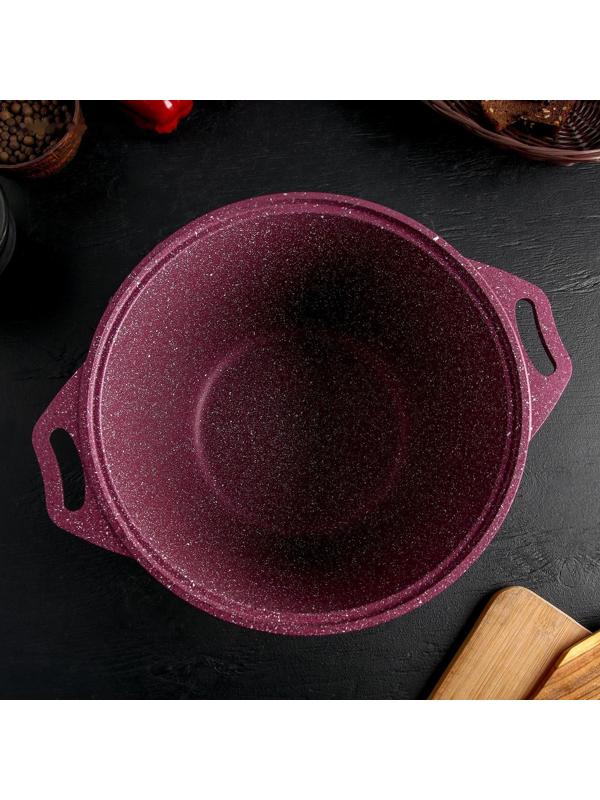 Кастрюля Trendy style, 4 л, стеклянная крышка, антипригарное покрытие, цвет бордовый