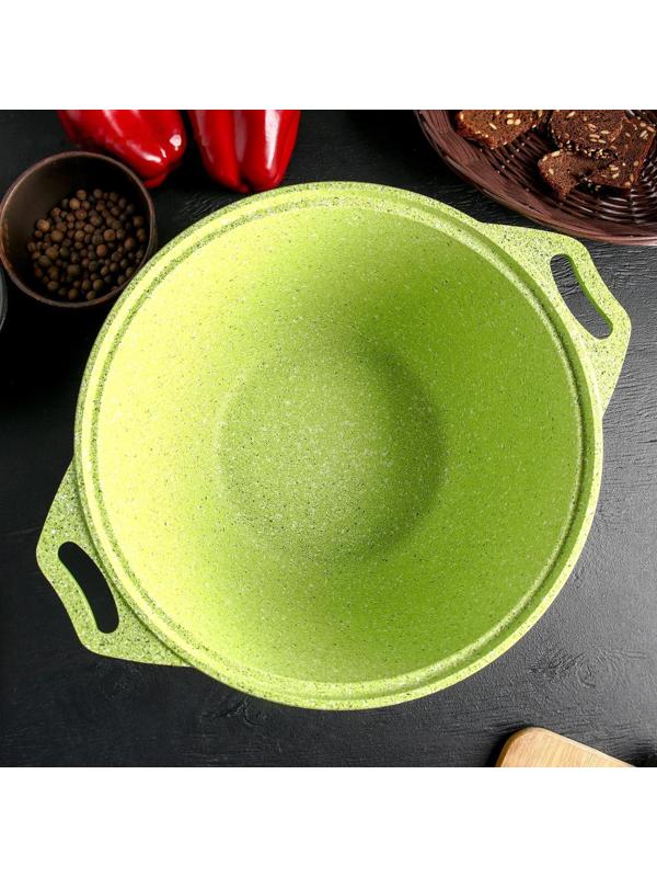 Кастрюля Trendy style, 4 л, стеклянная крышка, антипригарное покрытие, цвет зелёный