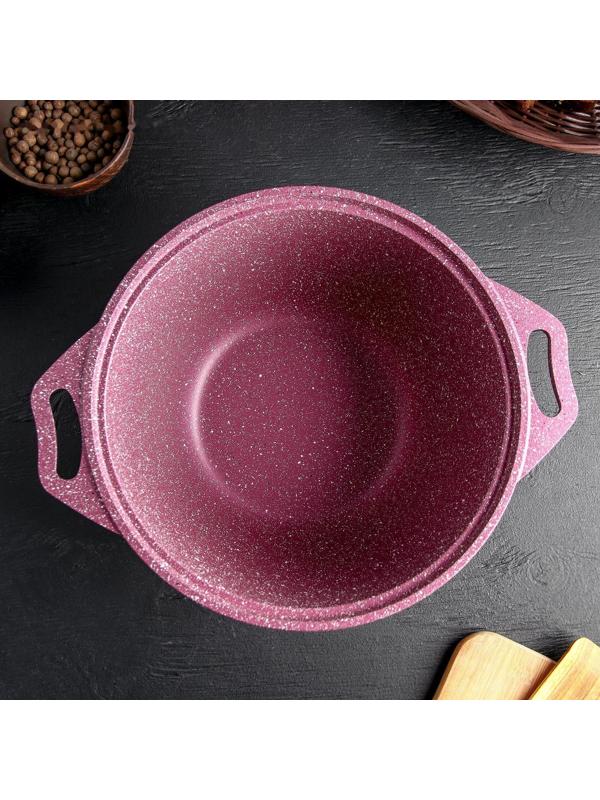 Кастрюля Trendy style, 3 л, стеклянная крышка, антипригарное покрытие, цвет бордовый