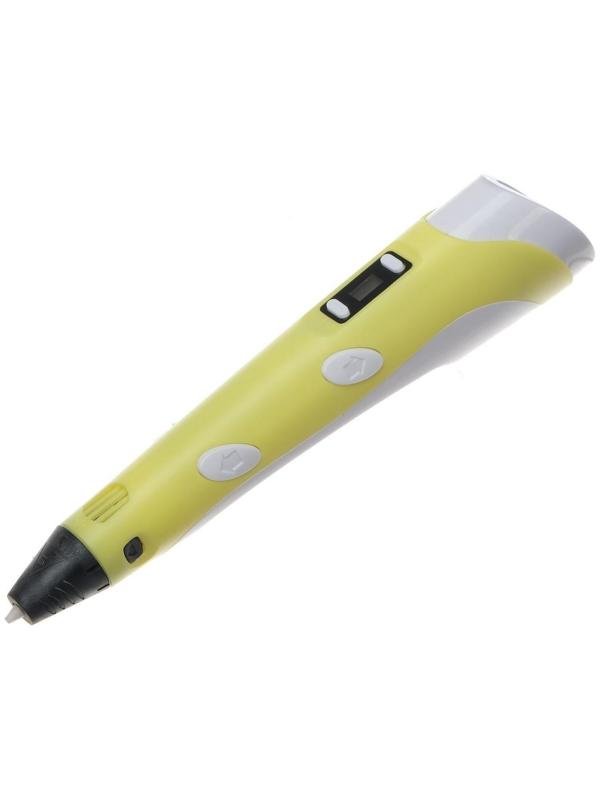 Подарочный набор, 3D ручка + трафарет + пластик PLA 10 цветов по 10 м (желтый светящийся)