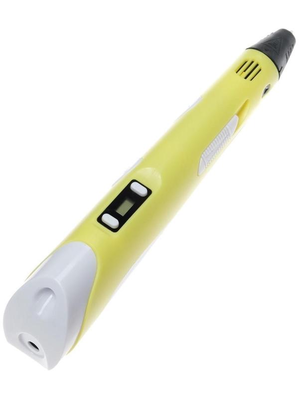 Подарочный набор, 3D ручка + трафарет + пластик PLA 10 цветов по 10 м (желтый светящийся)