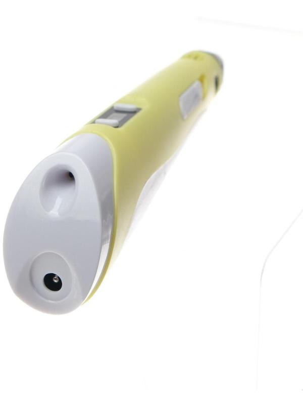 Подарочный набор, 3D ручка + трафарет + пластик PLA 10 цветов по 10 м (желтый светящийся)