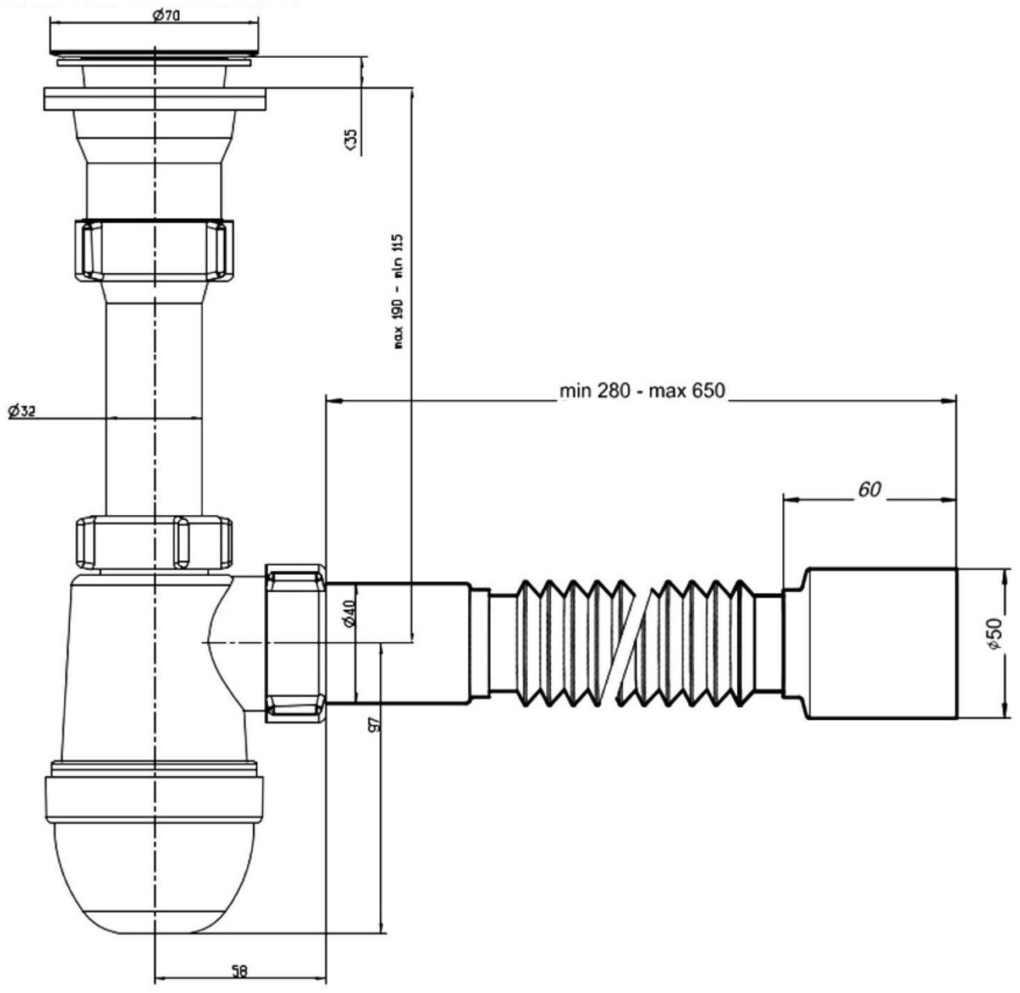 Сифон универсальный 