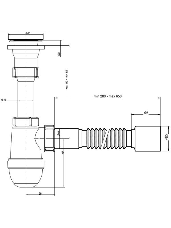 Сифон универсальный 