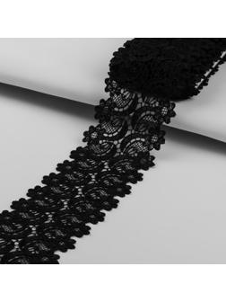 Кружево гипюровое, 70 мм × 6,8 ± 0,5 м, цвет чёрный