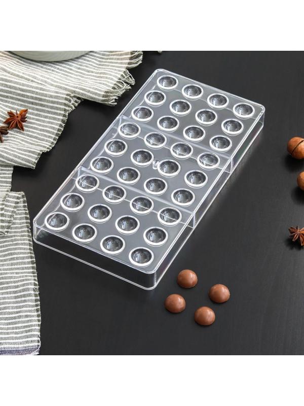 Форма для шоколада и конфет KONFINETTA «Полусфера», 28×14 см, 36 ячеек, ячейка 2×1 см