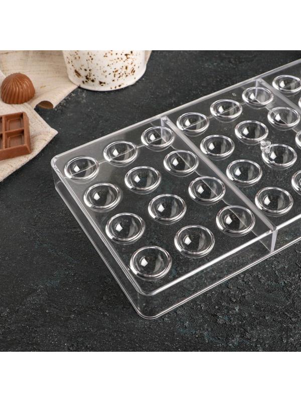 Форма для шоколада и конфет KONFINETTA «Полусфера», 28×14 см, 36 ячеек, ячейка 2×1 см