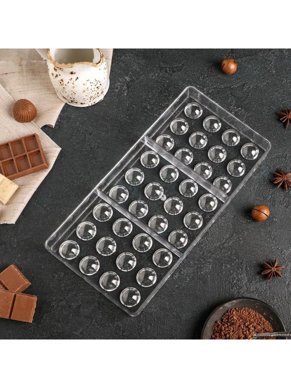 Форма для шоколада и конфет KONFINETTA «Полусфера», 28×14 см, 36 ячеек, ячейка 2×1 см