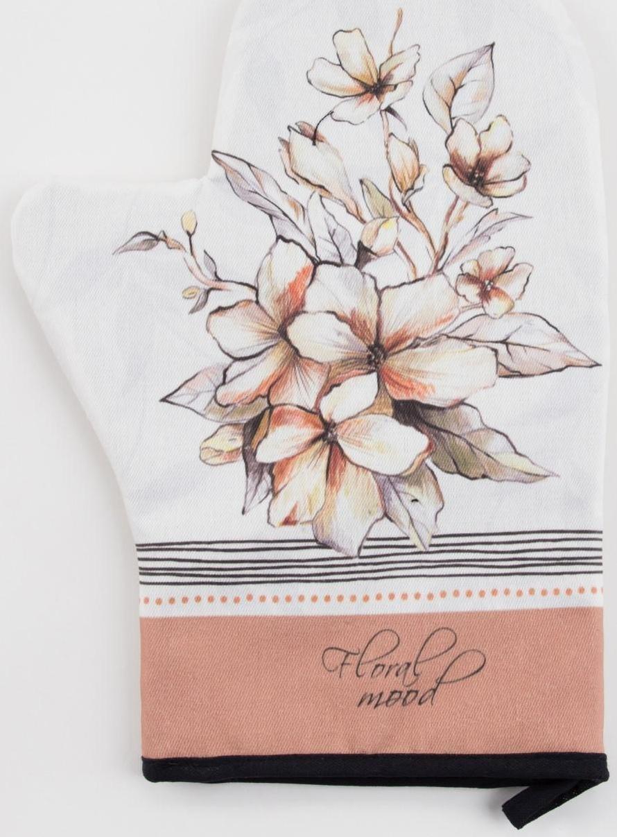 Варежка-прихватка Этель Floral mood 20х28 см, 100% хлопок, саржа, ватин 250 г/м2