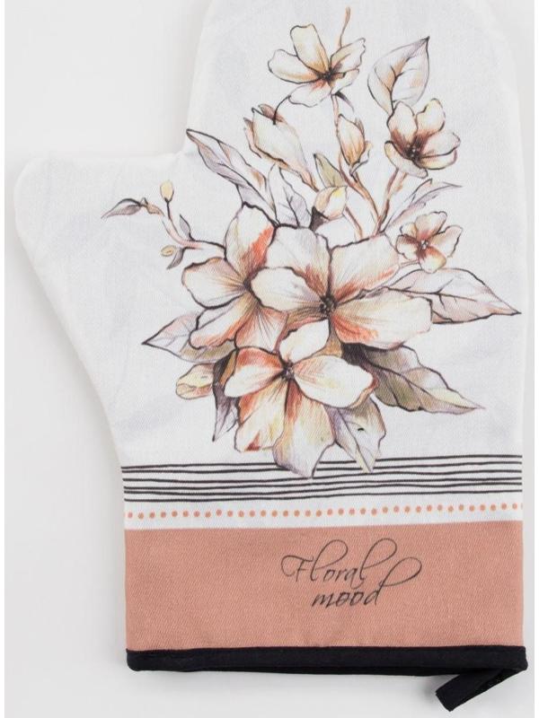 Варежка-прихватка Этель Floral mood 20х28 см, 100% хлопок, саржа, ватин 250 г/м2