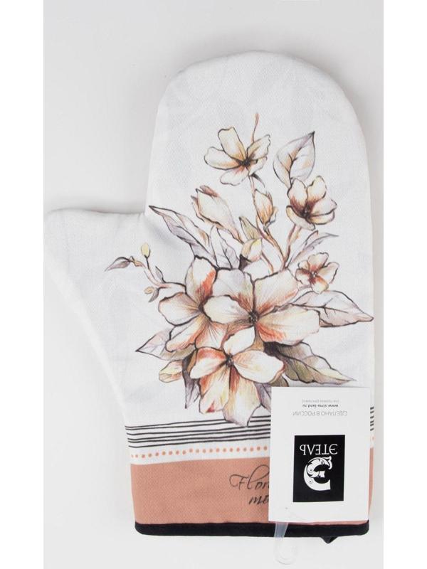 Варежка-прихватка Этель Floral mood 20х28 см, 100% хлопок, саржа, ватин 250 г/м2
