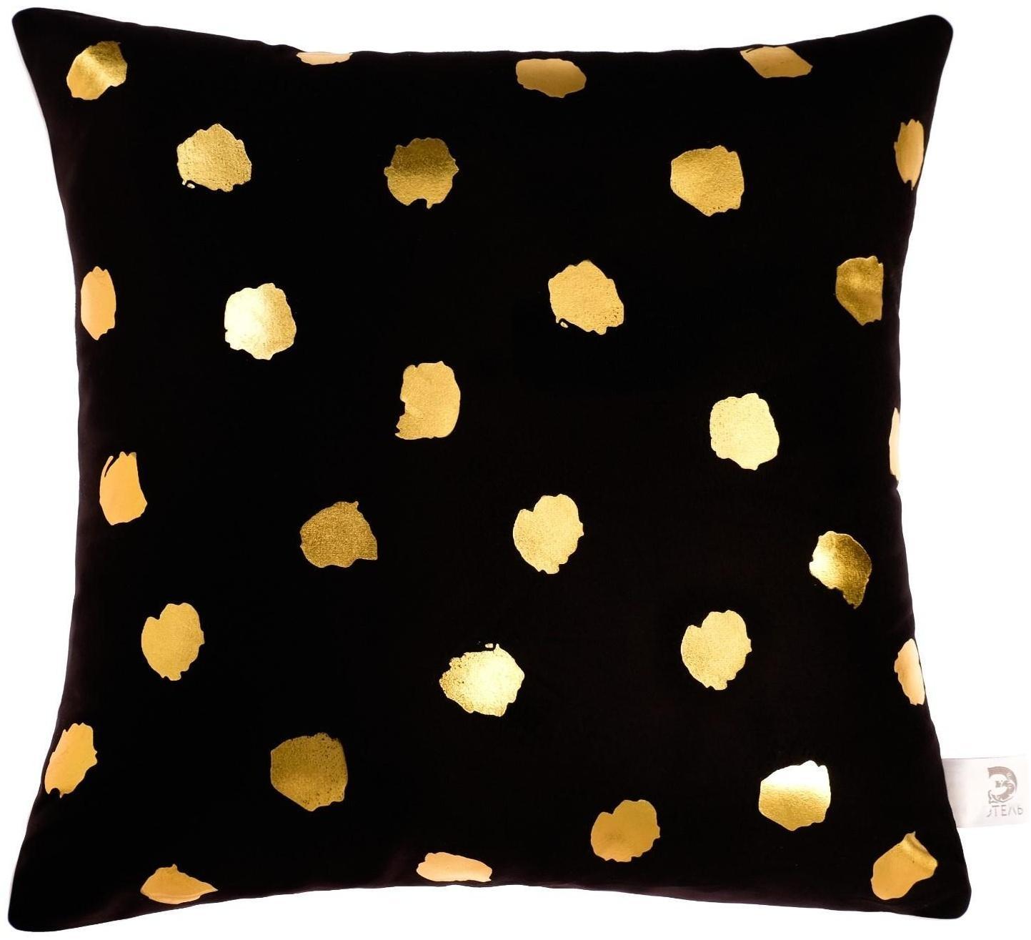 Подушка декоративная Этель «Горошек чёрный», 40х40 см, велюр, 100% п/э