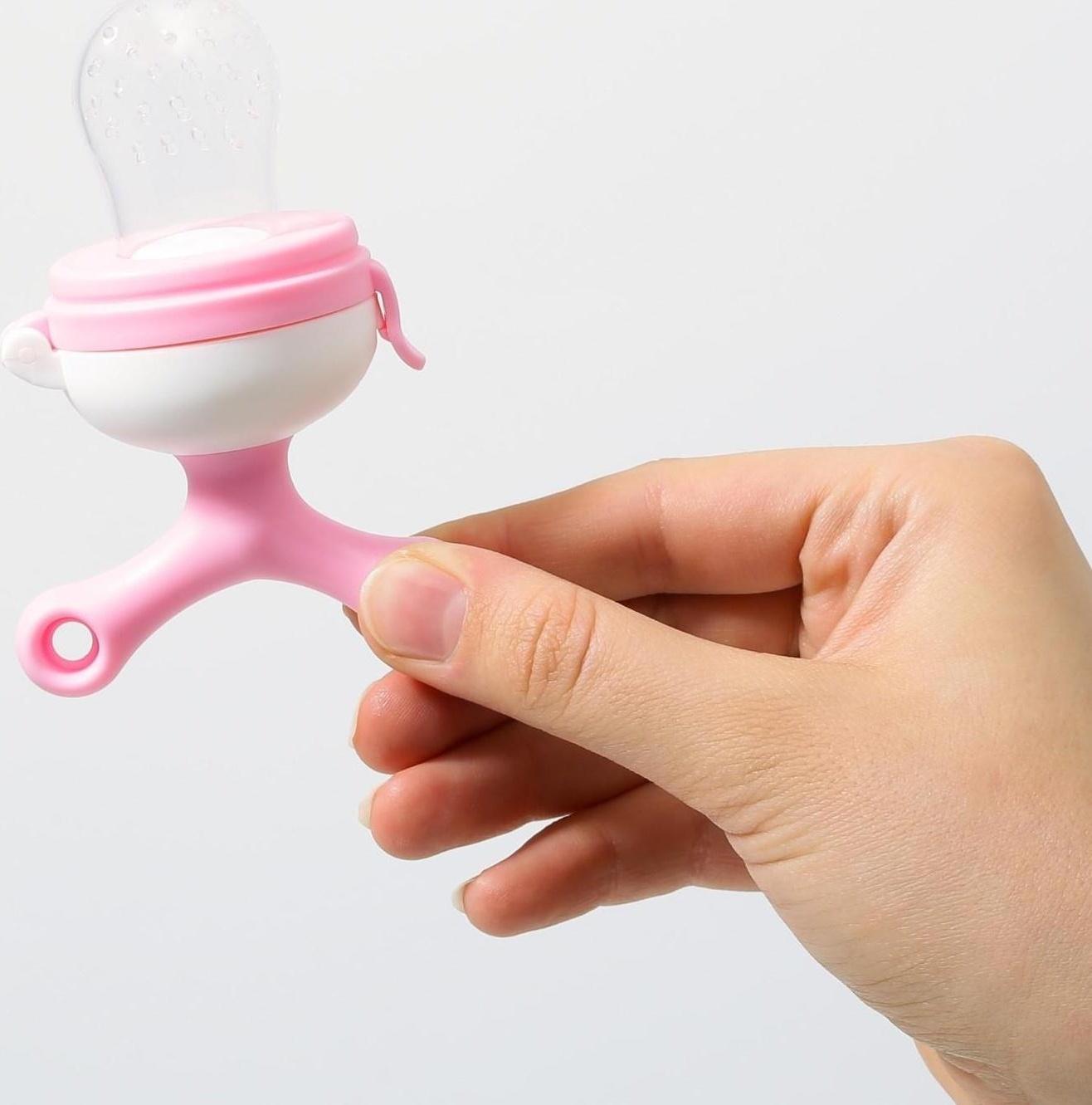 Ниблер с силиконовой сеточкой, вращающийся поршень, цвет розовый