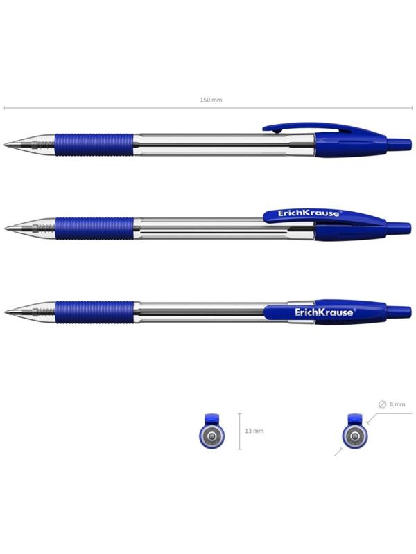 Ручка шариковая автоматическая Erich Krause R-301 Classic Matic & Grip, стержень синий, 1.0 мм