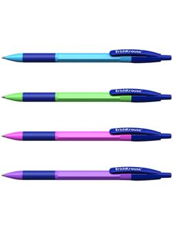 Ручка шариковая ErichKrause R-301 Neon Matic & Grip, узел 0.7 мм, автоматическая, стержень синий, корпус МИКС (4 цвета)