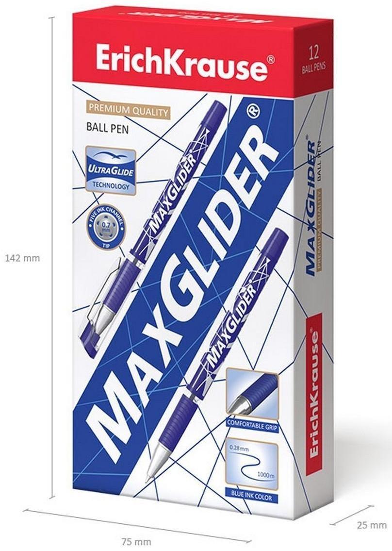 Ручка шариковая Erich Krause MaxGlider Ultra Glide, суперкомфортное письмо, синяя