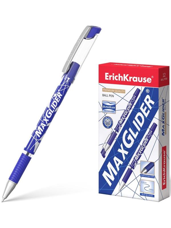 Ручка шариковая Erich Krause MaxGlider Ultra Glide, суперкомфортное письмо, синяя