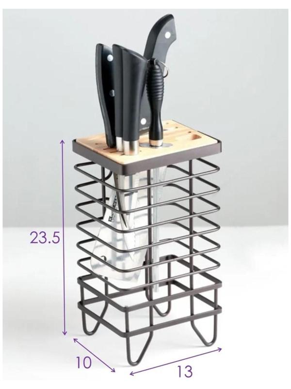 Подставка для ножей Доляна «Лофт», 13×10,5×23 см, цвет коричневый