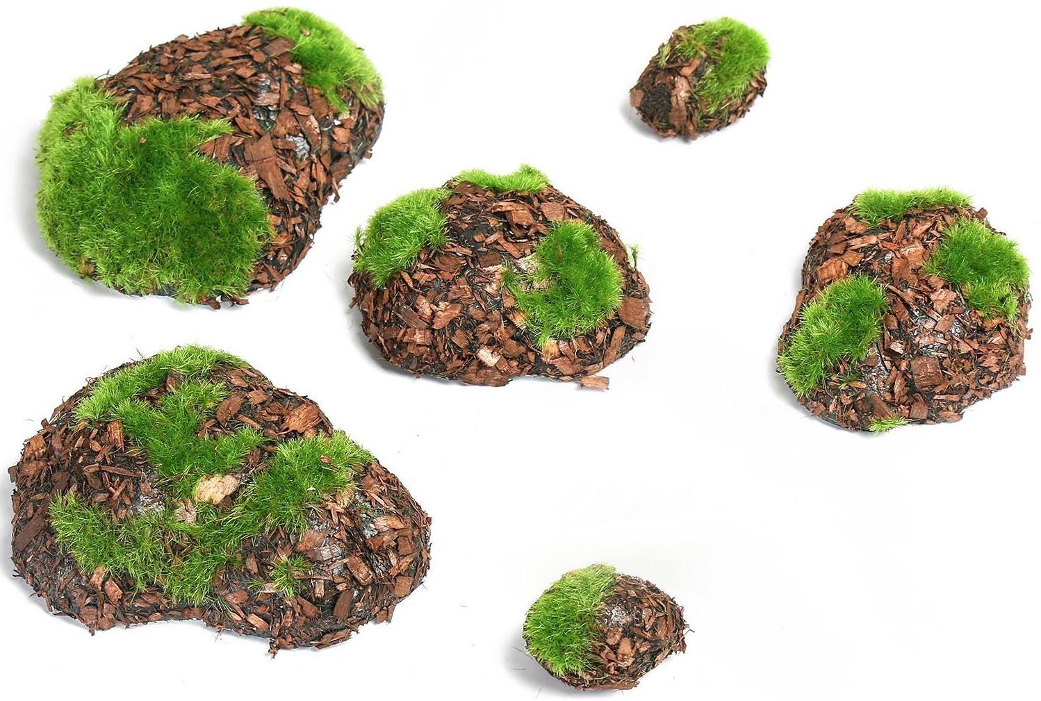 Мох искусственный «Камни», с корой, набор 6 шт.