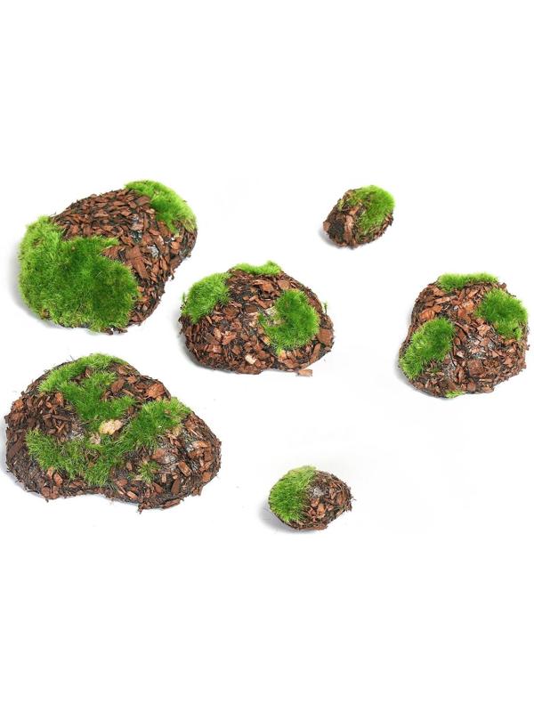 Мох искусственный «Камни», с корой, набор 6 шт.