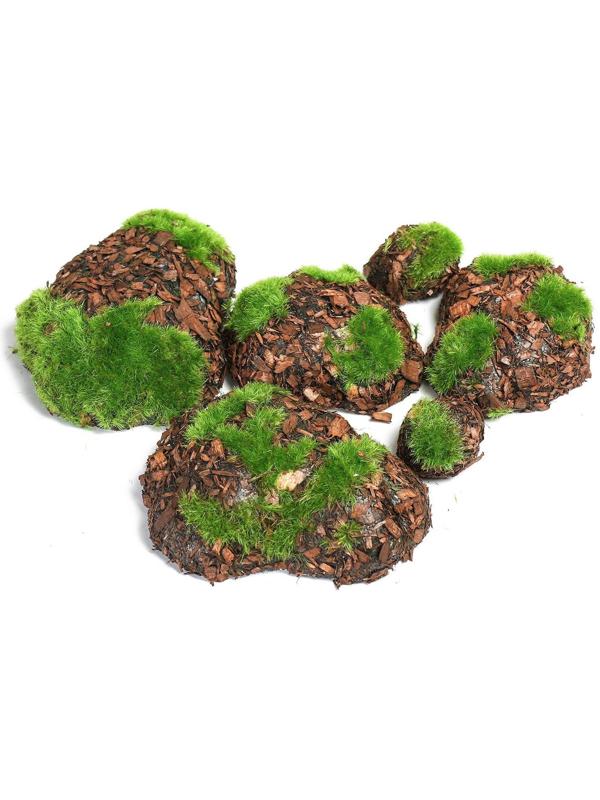 Мох искусственный «Камни», с корой, набор 6 шт.