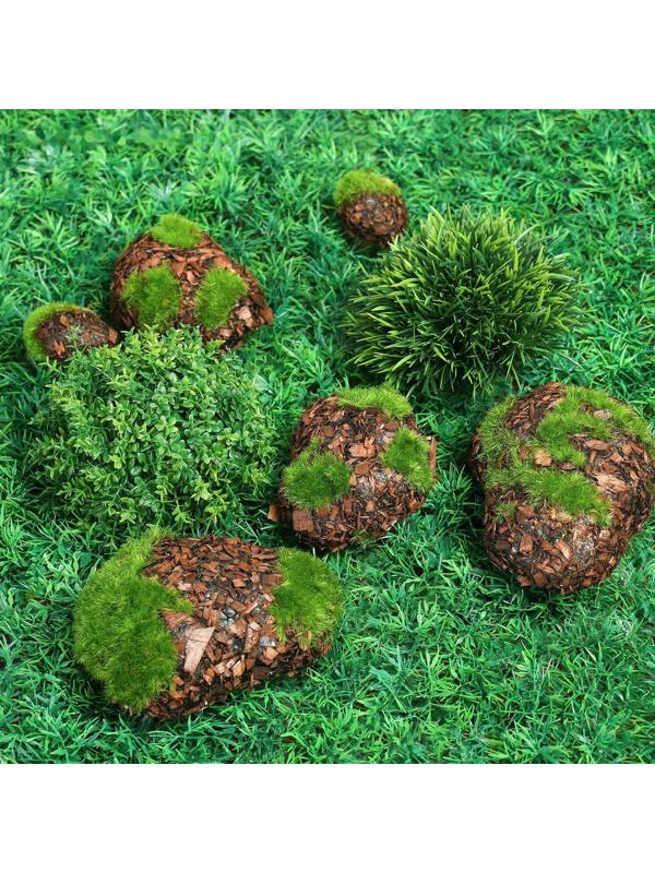 Мох искусственный «Камни», с корой, набор 6 шт.