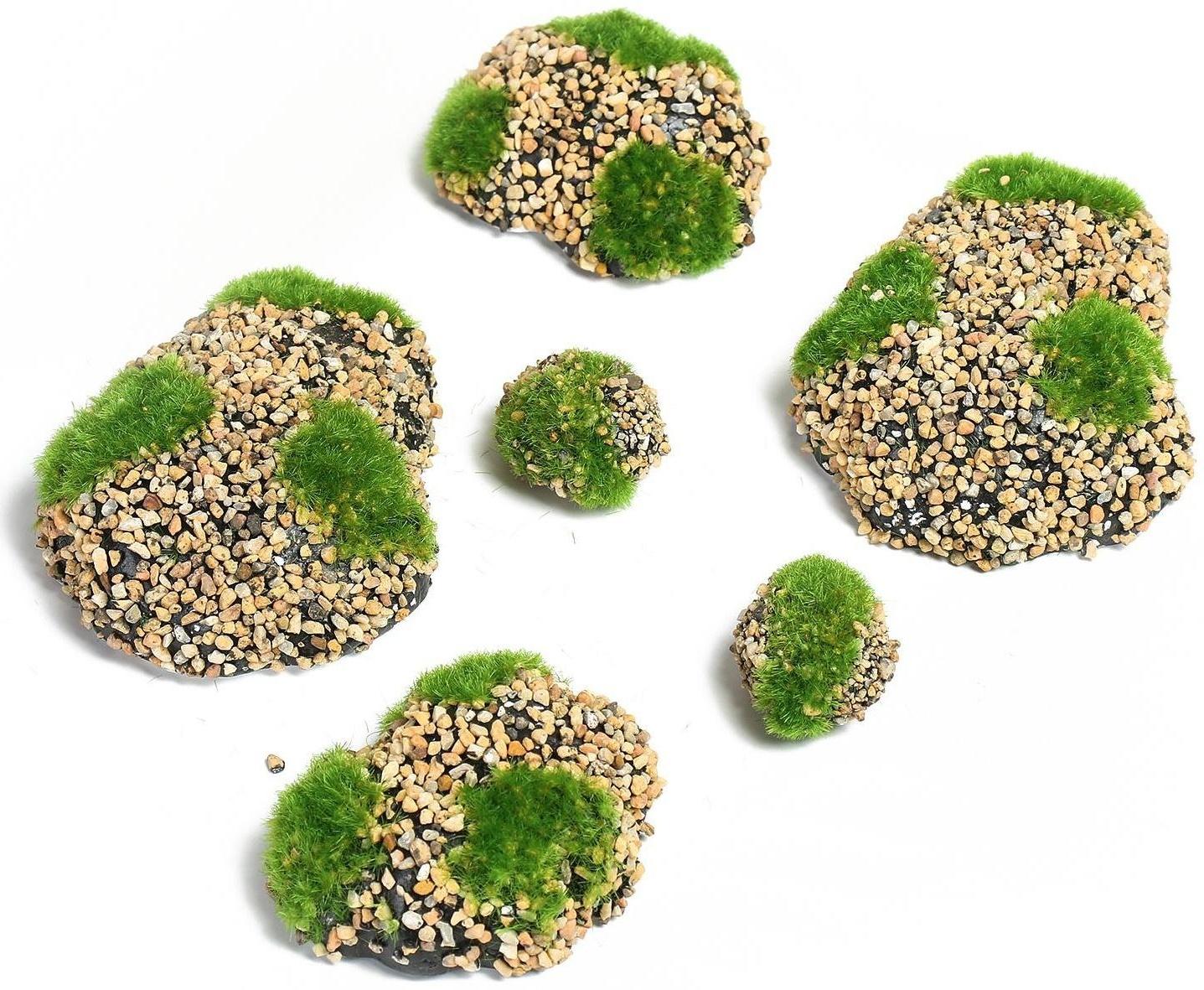 Мох искусственный «Камни», с каменной крошкой, набор 6 шт.