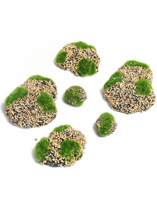 Мох искусственный «Камни», с каменной крошкой, набор 6 шт.