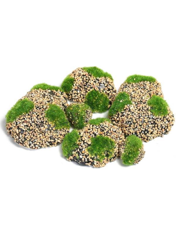 Мох искусственный «Камни», с каменной крошкой, набор 6 шт.