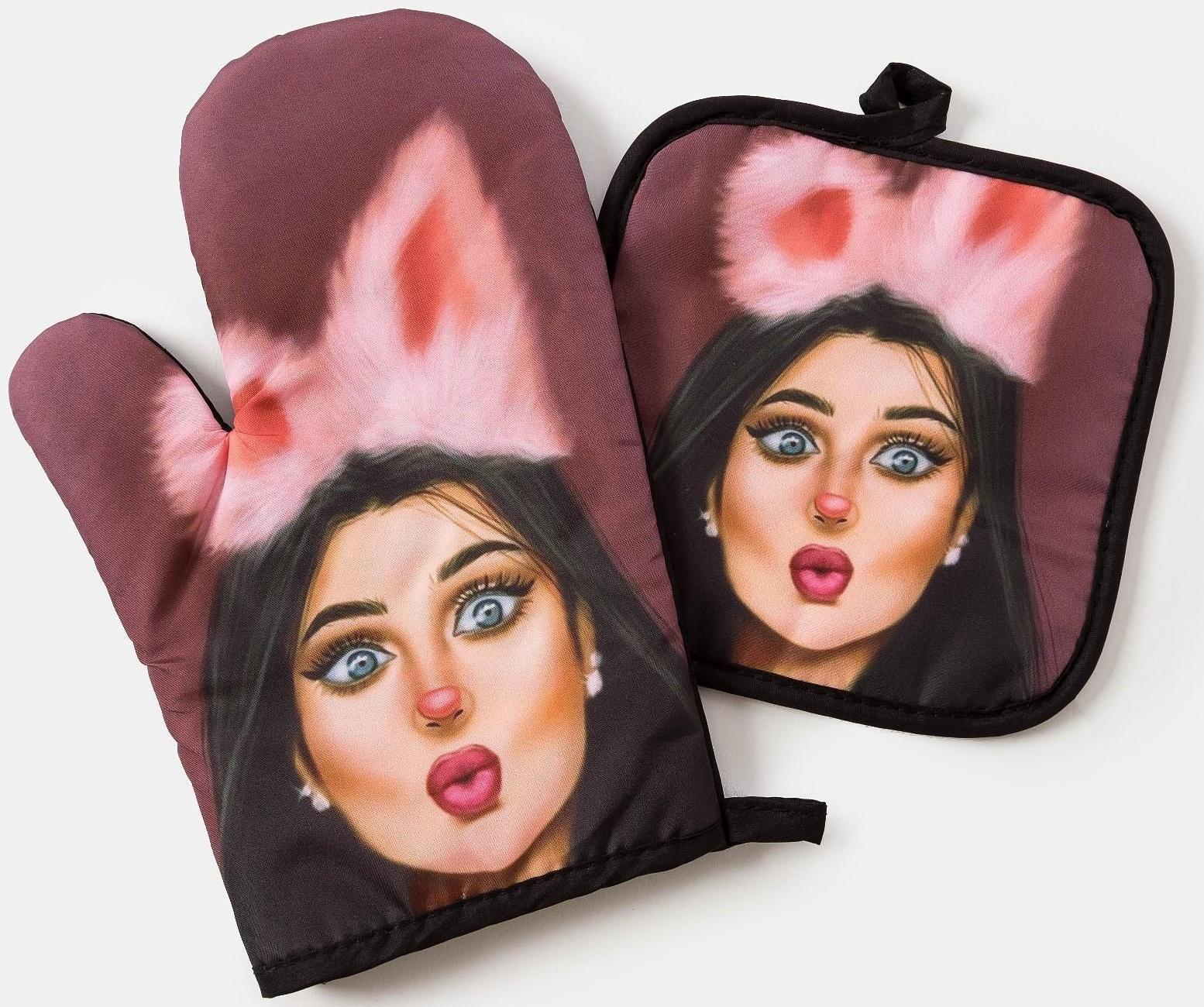 Кухонный набор 2 прихватки Этель Love Life «Пушистая» , прихватка 17х17 см, варежка 26х16 см, 100% п/э