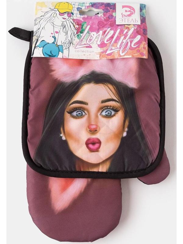 Кухонный набор 2 прихватки Этель Love Life «Пушистая» , прихватка 17х17 см, варежка 26х16 см, 100% п/э