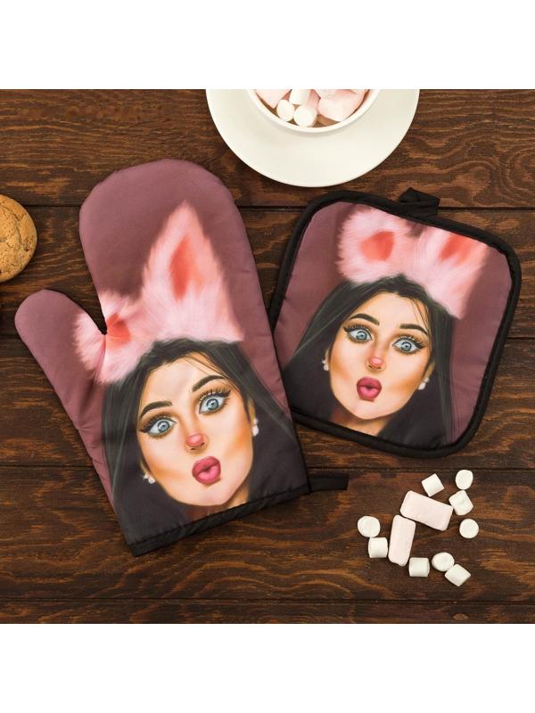 Кухонный набор 2 прихватки Этель Love Life «Пушистая» , прихватка 17х17 см, варежка 26х16 см, 100% п/э