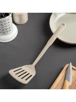 Лопатка с прорезями Доляна «Беж», 30 см, цвет бежевый