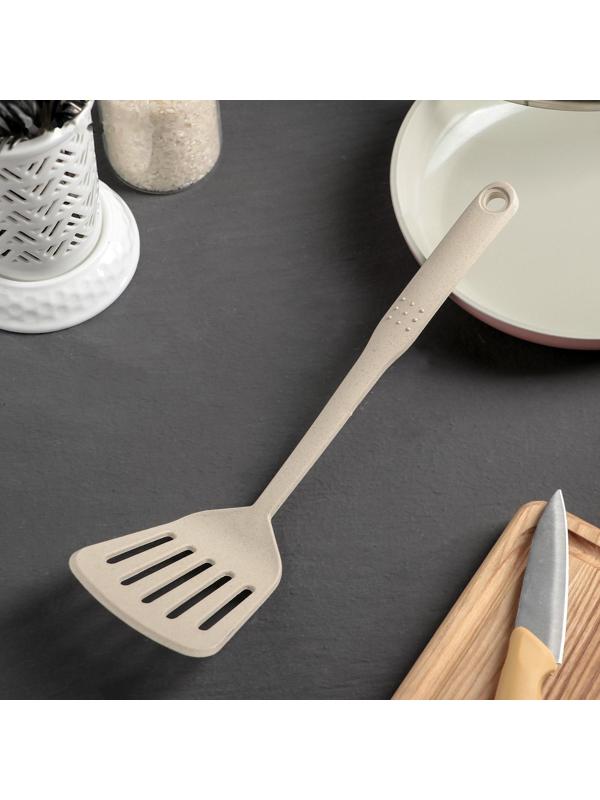 Лопатка с прорезями Доляна «Беж», 30 см, цвет бежевый