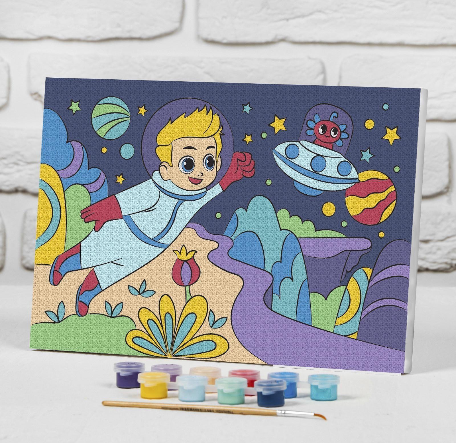 Картина по номерам на подрамнике «Космическое путешествие» 20×30 см