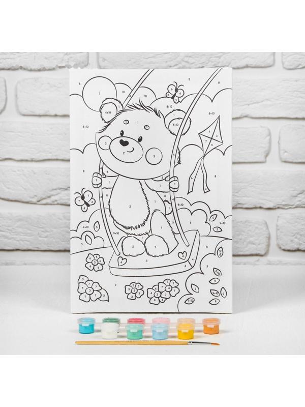 Картина по номерам на подрамнике «Медвежонок на качели» 20×30 см