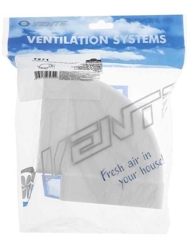 Отвод VENTS, горизонтальный, 120 х 60 мм, в упаковке