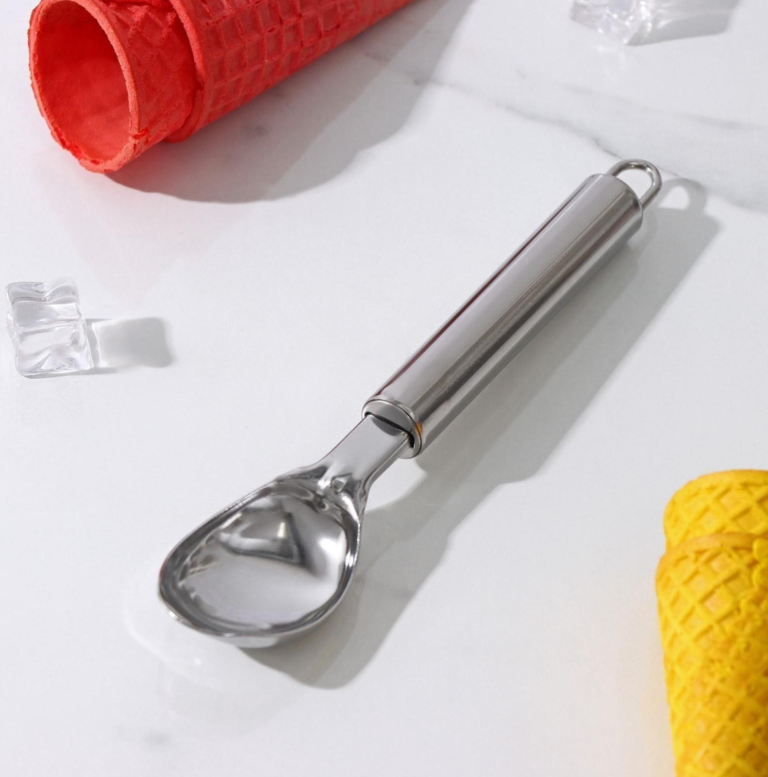 Ложка для мороженого Доляна «Металлик», 21 см, цвет серебристый