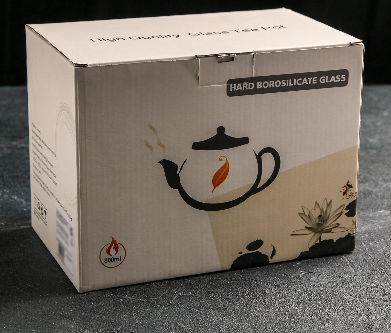 Чайник стеклянный заварочный «Эко. Бабл», 800 мл, 22×12,5×15 см, металлическое сито