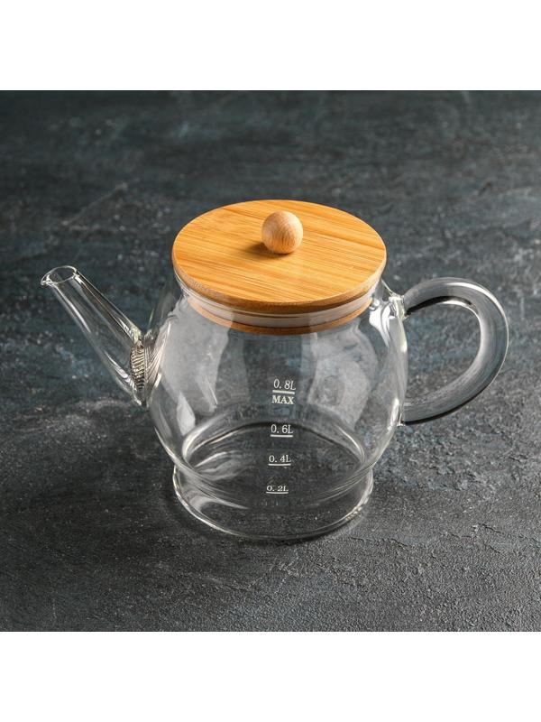 Чайник стеклянный заварочный «Эко. Бабл», 800 мл, 22×12,5×15 см, металлическое сито