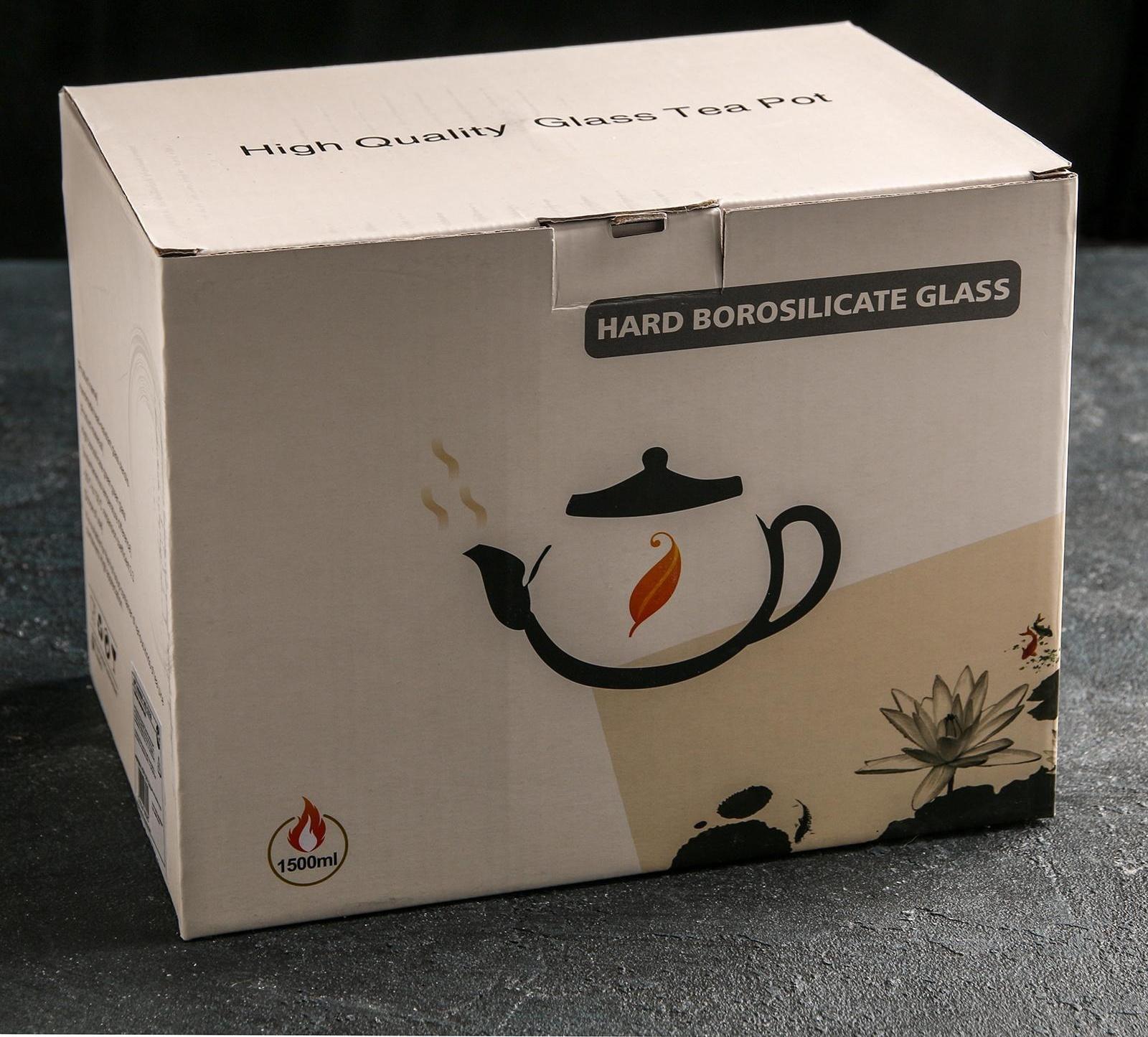 Чайник стеклянный заварочный «Эко. Бабл», 1,5 л, 26,5×14×16,5 см, металлическое сито