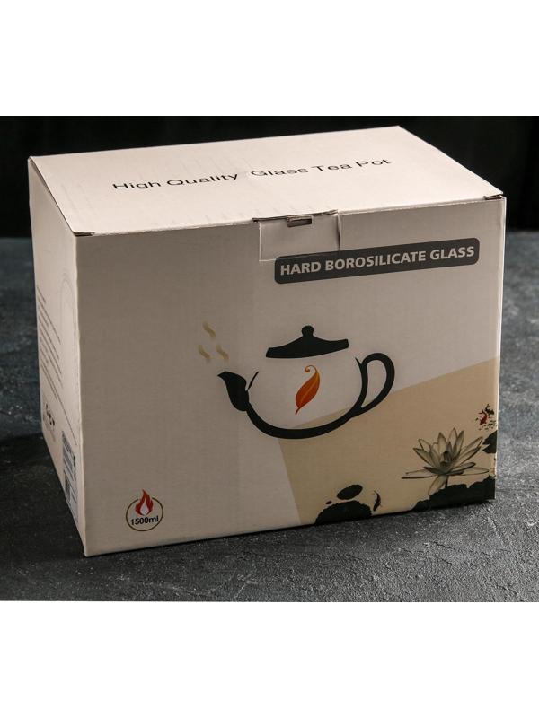 Чайник стеклянный заварочный «Эко. Бабл», 1,5 л, 26,5×14×16,5 см, металлическое сито