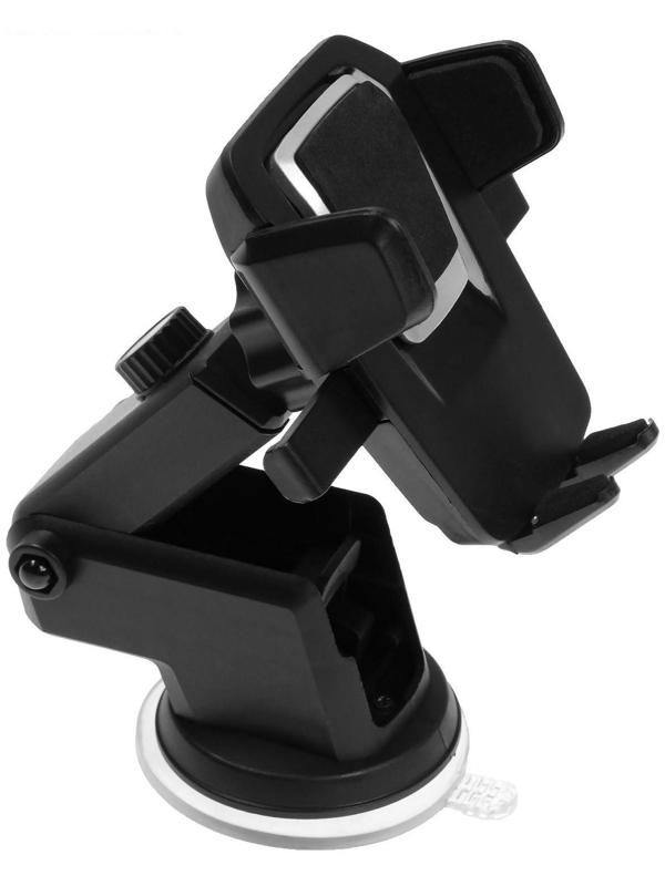 Держатель телефона на присоске, раздвижной 6.5-10 см, черный