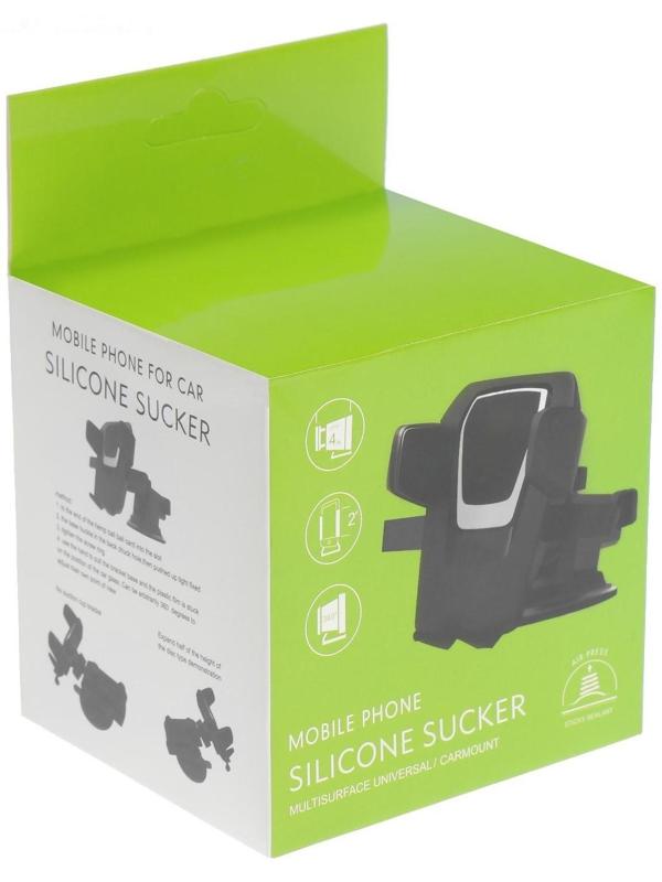 Держатель телефона на присоске, раздвижной 6.5-10 см, черный