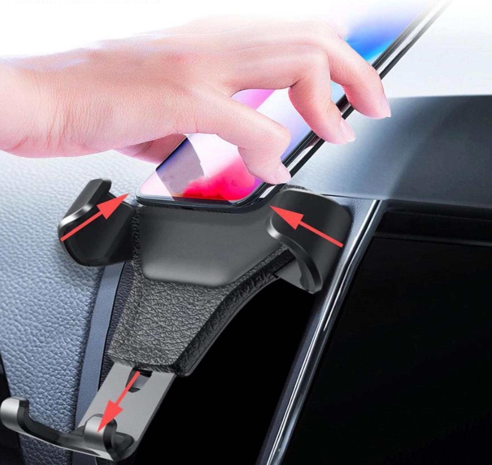 Держатель телефона Cartage в дефлектор, самозажимной захват 6-9.5 см, черный