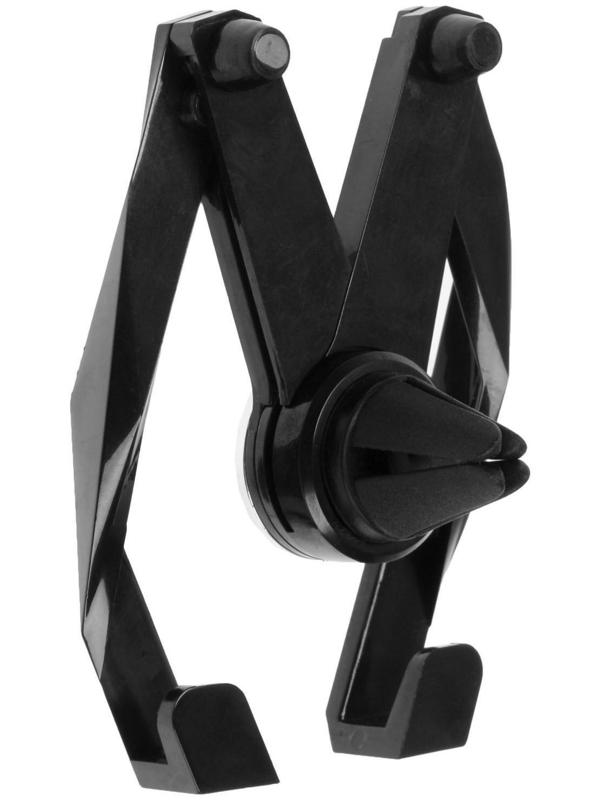 Держатель телефона в дефлектор, самозажимной захват 6.5-12 см с магнитом, черный