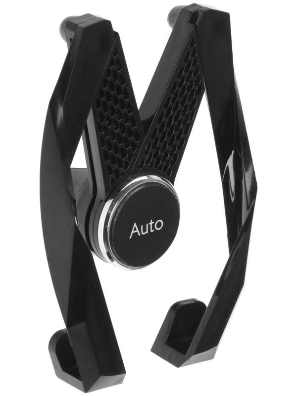 Держатель телефона в дефлектор, самозажимной захват 6.5-12 см с магнитом, черный