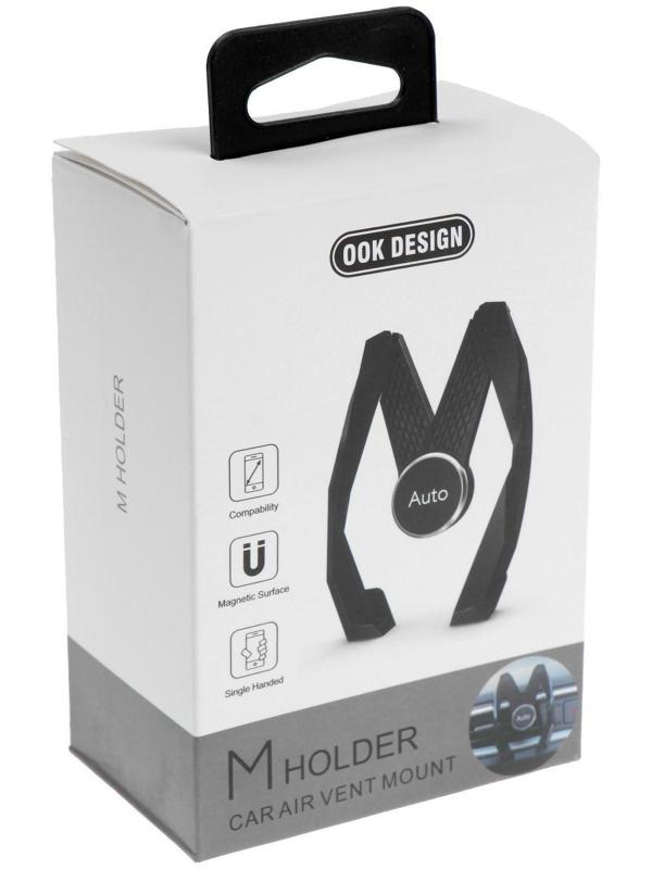 Держатель телефона в дефлектор, самозажимной захват 6.5-12 см с магнитом, черный